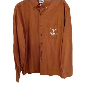 Texas Longhorns Button Down Shirt Burnt Orange Micro Plaid UT Sz L NWOT Red Oak